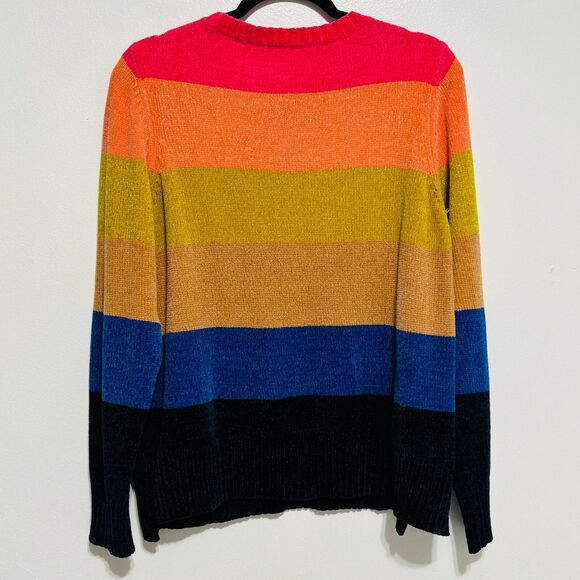Lisa Todd Soft Crewneck Sweater Sz XL Multicolor Color Block Side Slits - Picture 2 of 5